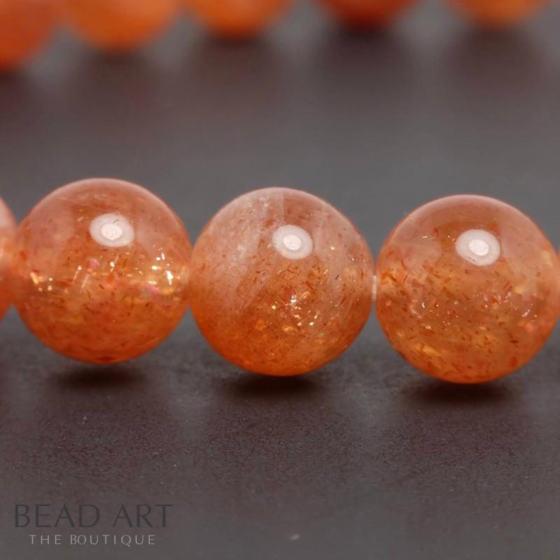 [1 Hạt] 8MM Đá Sunstone, Đá Mặt Trời Tự Nhiên Loại A Màu Cam, Đá Phối Vòng Tay Phong Thuỷ, Chuỗi Hạt, Mệnh Hoả, Mộc - Bead Art