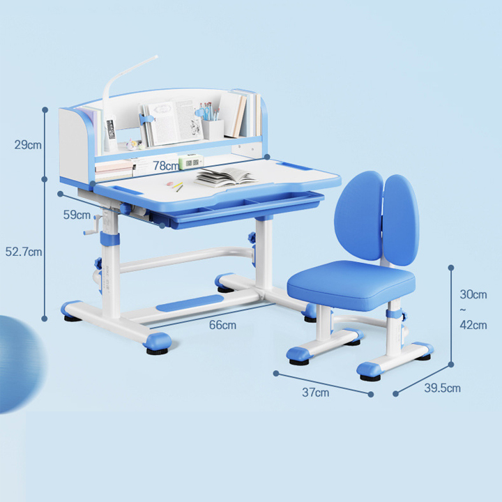 Bàn ghế học sinh chống gù cận  có đèn kỹ thuật số, có giá sách - Nội thất phòng học (82x78cm)