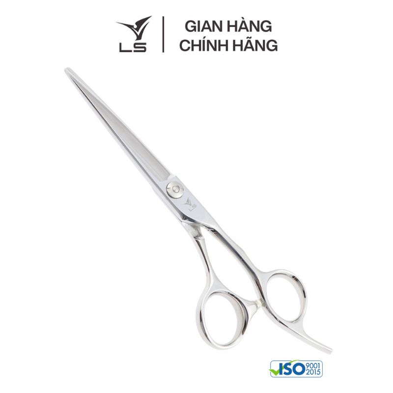 Kéo cắt tóc LS lưỡi thẳng quai offset vênh đỡ ngón cố định CB13/6.0