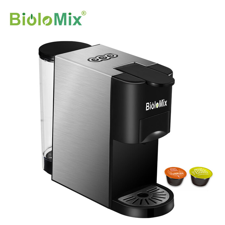 Máy pha cà phê 3 trong 1 BioloMix BK-513 áp suất 19 bar, dung tích 1.6L, công suất 1450W, dùng cho cafe viên nén và cafe xay- Hàng chính hãng