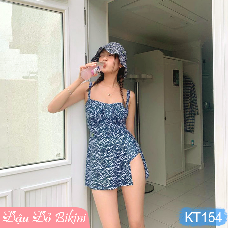 Bikini liền thân cao cấp kèm mũ xinh, áo tắm nữ một mảnh phong cách Hàn quyến rũ, kín đáo dễ mặc, chất thun bơi lạnh mịn đẹp | KT154