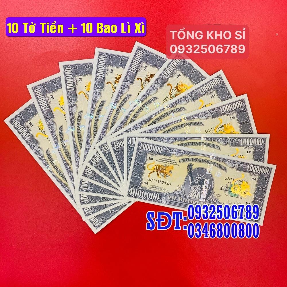 COMBO 10 Tờ Triệu Đô Con Mèo Siêu Cấp Mỹ Có Bảo An phát quang, 1 Triệu Usd Lưu Niệm, tặng bao lì xì