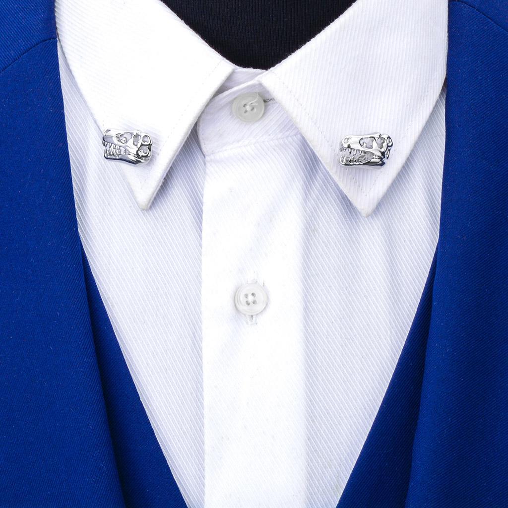 Fashion Silver Dinosaur Skull Copper Lapel Pin Badge for Men's Shirt Collar