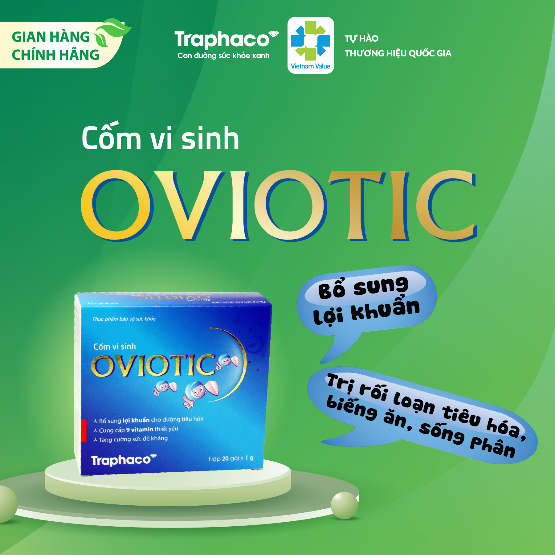 OVIOTIC - BỔ SUNG LỢI KHUẨN, TRỊ RỐI LOẠN TIÊU HÓA, BIẾNG ĂN, SỐNG PHÂN