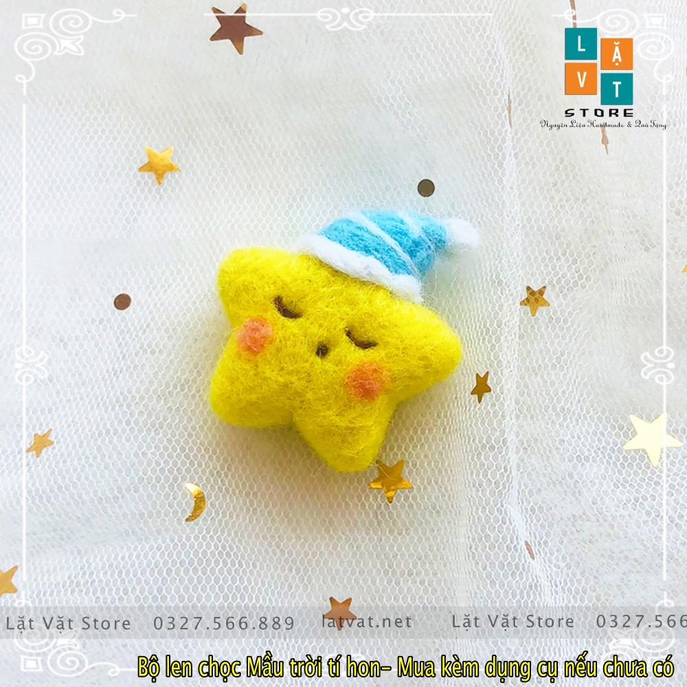 Bộ kit len chọc Mặt Trời tí Hon có hướng dẫn, làm móc khoá, quà tặng đơn giản, needle felting moon, Star DIYS. Giá rẻ