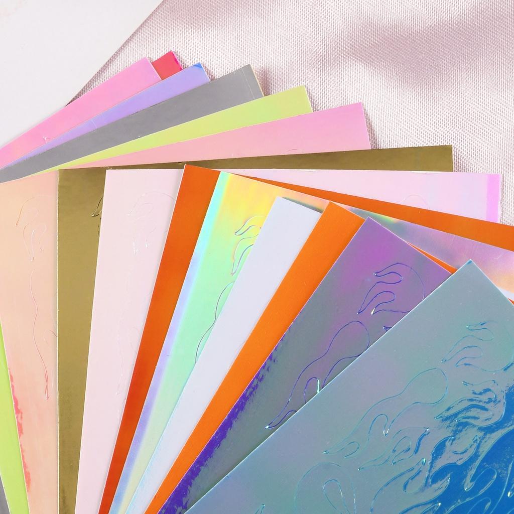 Miếng Dán Trang Trí Móng Tay Họa Tiết Ngọn Lửa Màu Vàng/Bạc/Bạc