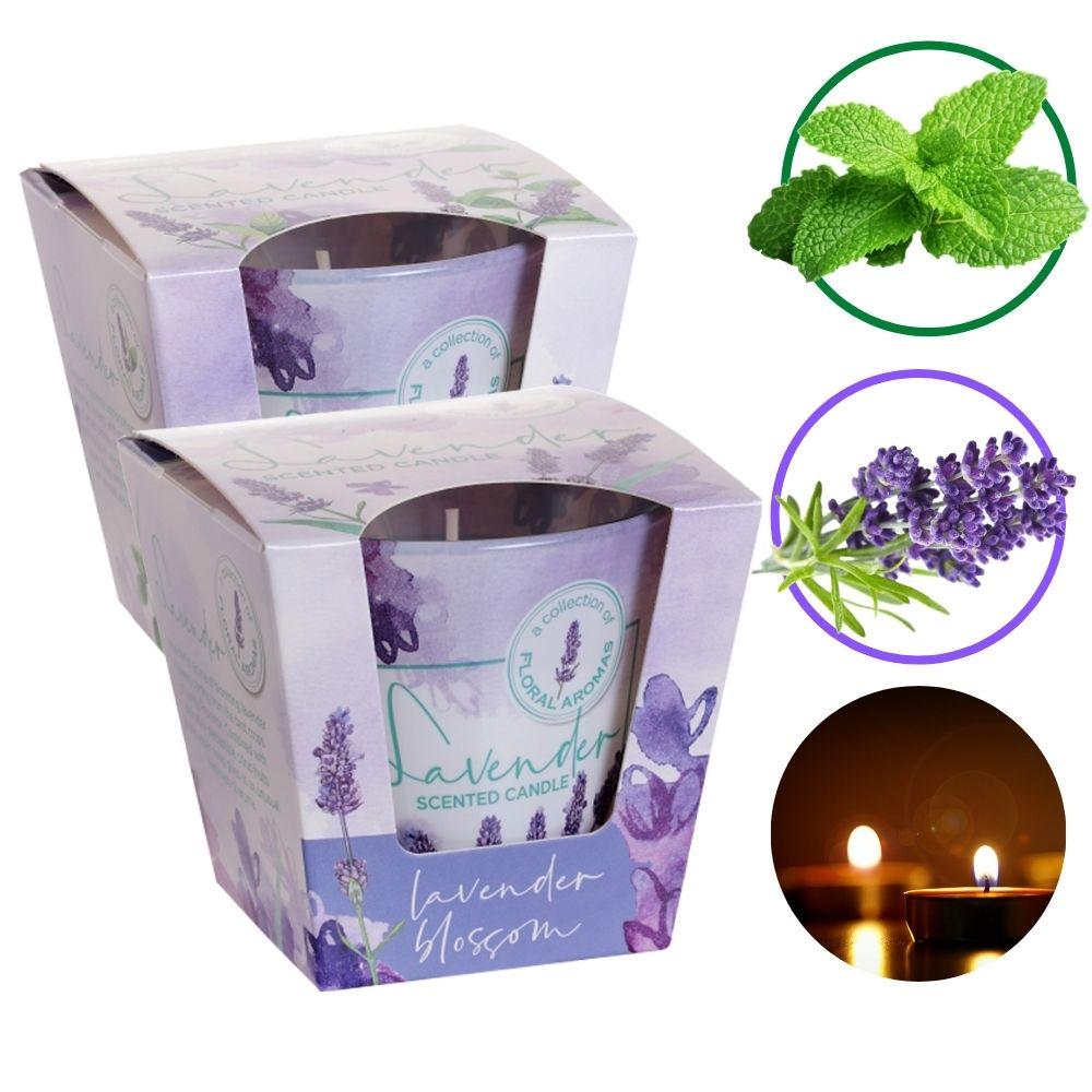 Combo 2 ly nến thơm Bartek nhập khẩu Châu Âu Lavender 115g - oải hương, bạc hà