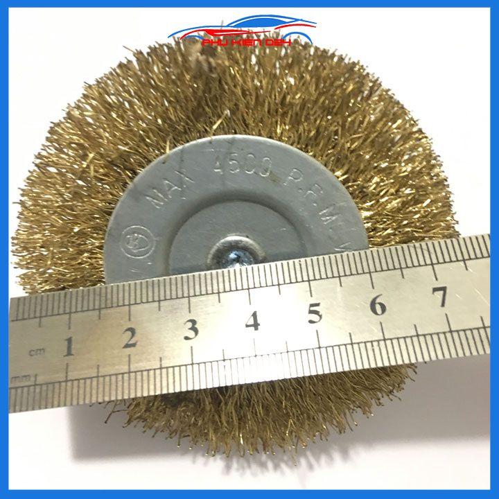 Chổi đánh gỉ trục 6mm sợi đồng chổi chụm đĩa cho bề mặt kim loại