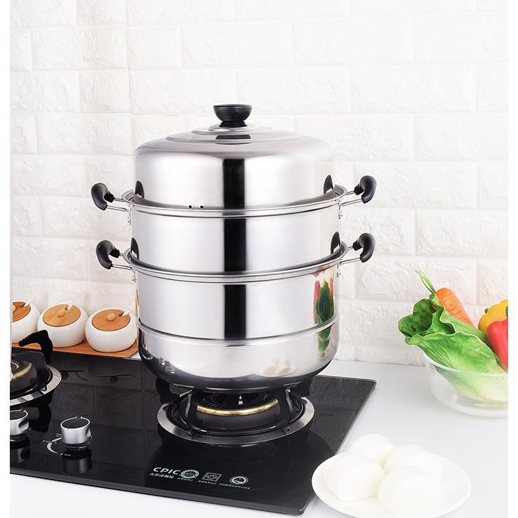 Nồi Hấp 3 Tầng Inox Size 27cm TIỆN ÍCH( Sãn hàng)