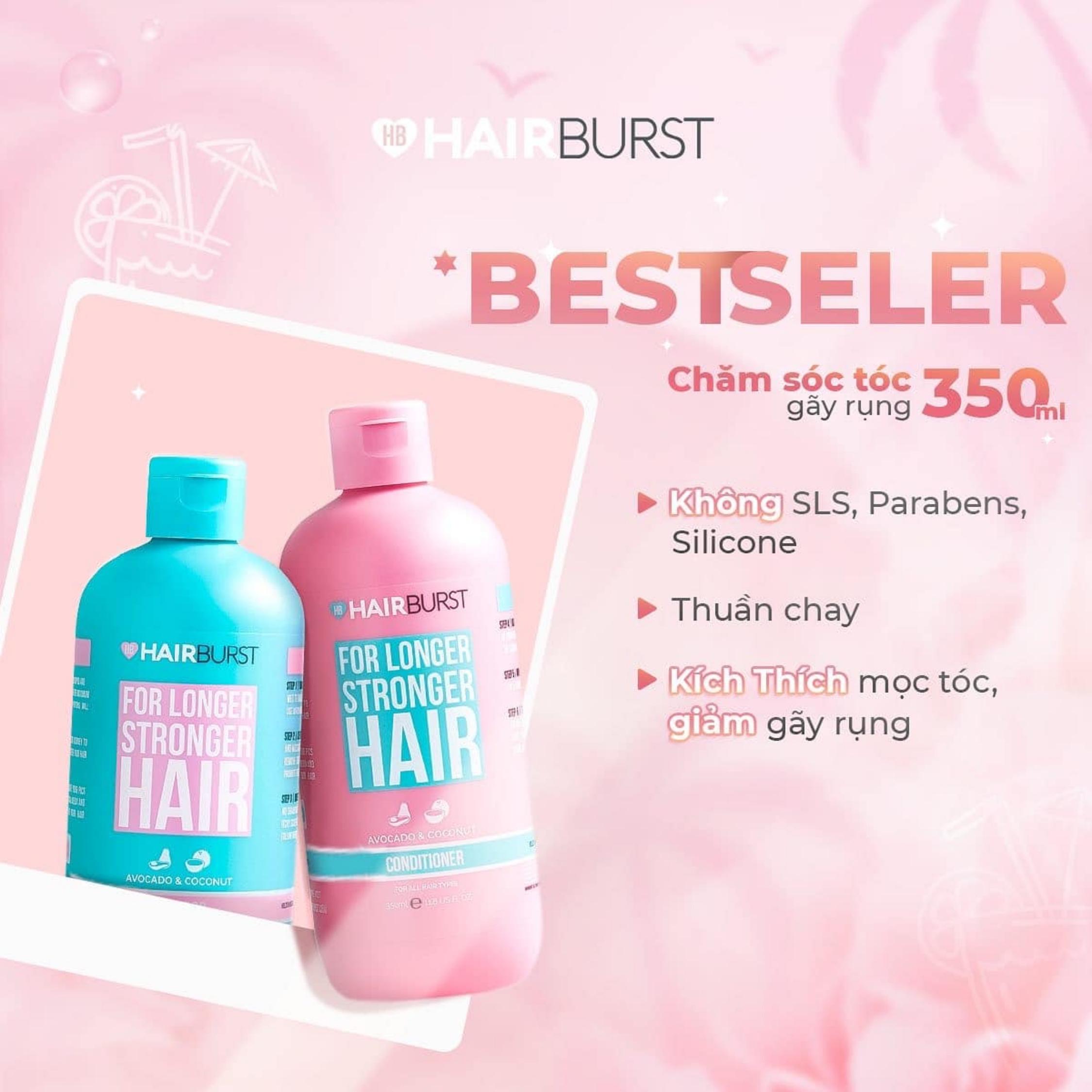 Set Gội Xả Hairburst Kích Thích Tóc Mọc Dài Hơn Chắc Khỏe Hơn 350ml/Chai