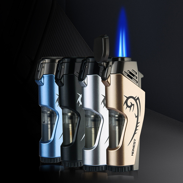 Vỏ Hột Quẹt Bật Lửa Gas Honest BCZ-752 Khò 2 Tia Cực Mạnh, Nhìn Thấy Lượng Gas