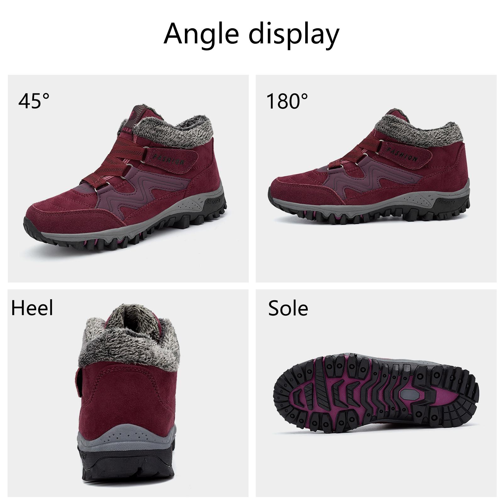 Giày Giữ Ấm Mùa Đông Lót Lông Plus Size Sneakers Chống va chạm Chịu Mài Mòn Chống Trượt Thoải Mái Cho Du Lịch Ngoài Trời Cắm Trại Color: Bean Red Shoe Size: 44