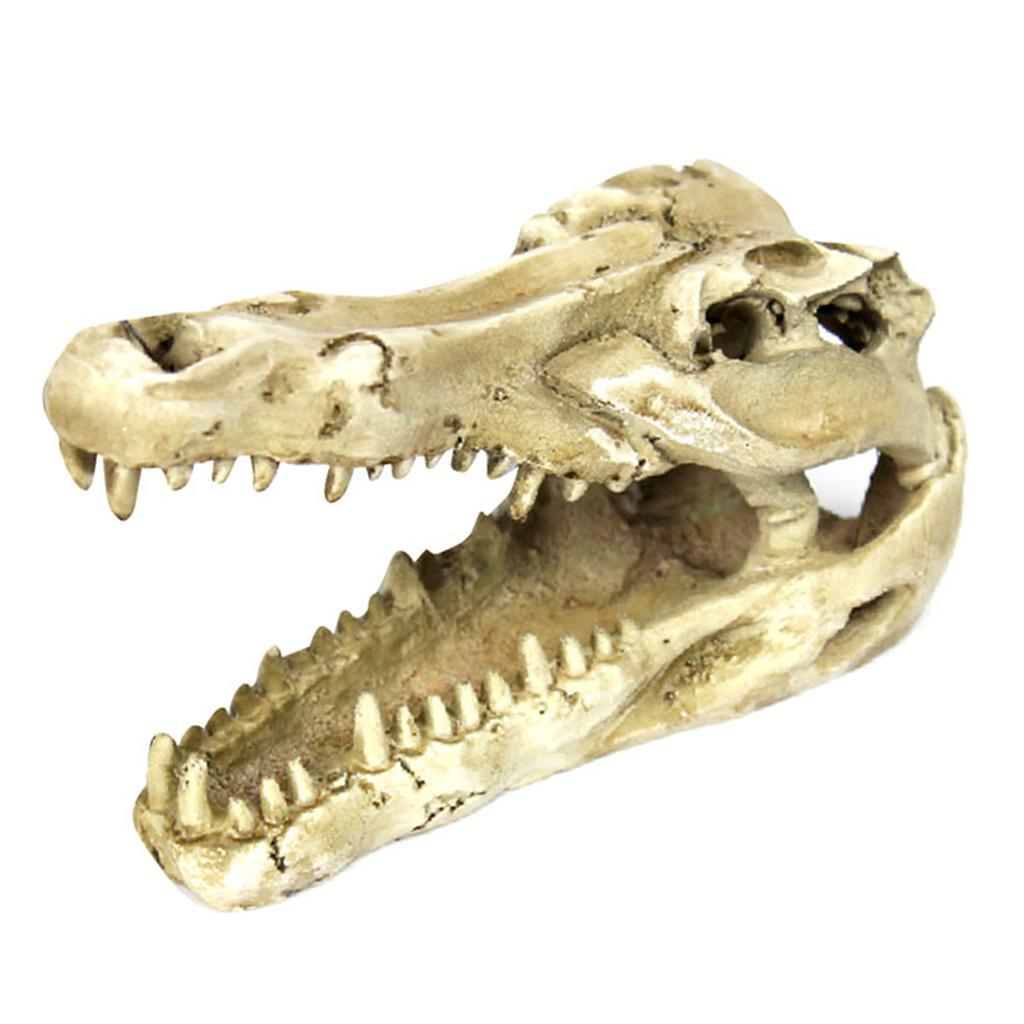 Reptile Terrarium Ornament Lizard Snake Cave Crocodile Skull  Tank Decor