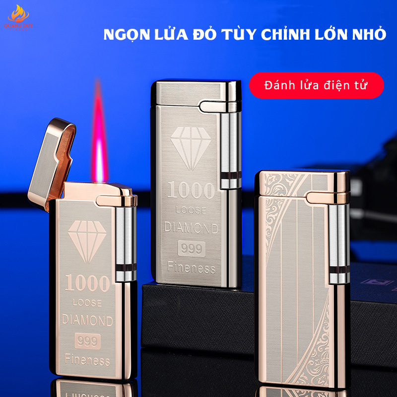 Bật lửa khò slim seris, hộp quẹt khò đánh lửa tích hợp pin rời, chất lượng bền bỉ ổn định