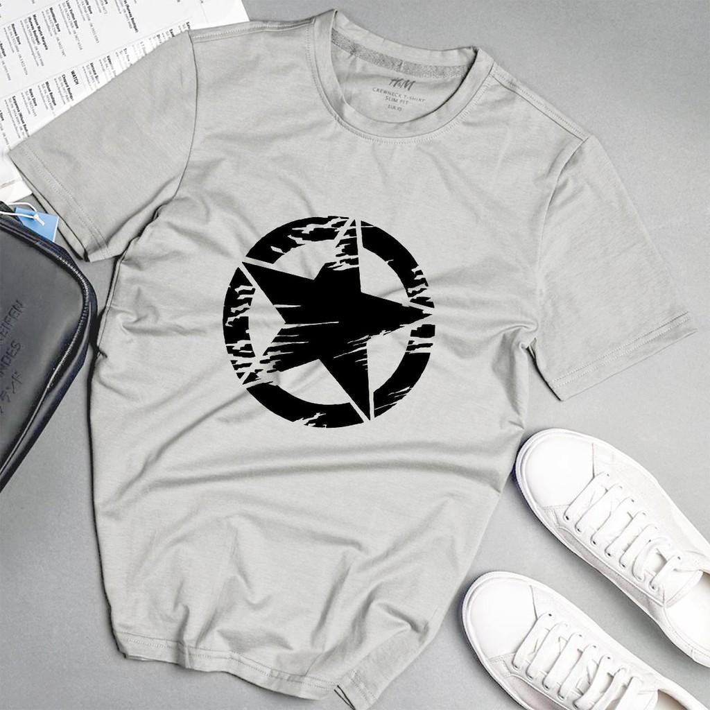Áo phông nam ngôi sao đen phong cách unisex màu xám