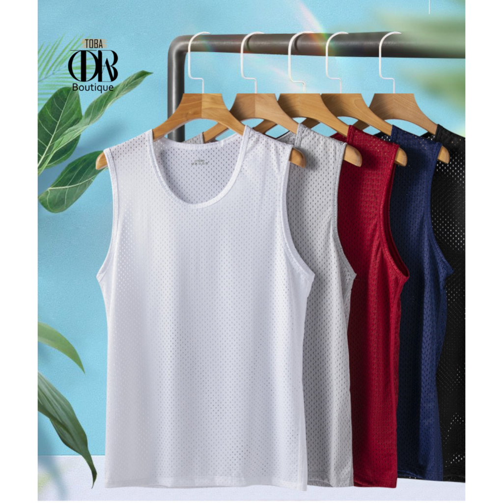 Áo ba lỗ Tank Top Lụa Lưới TOBA Boutique Siêu Mát Lạnh, nhanh khô thoáng khí thông hơi mặc nhà, tập gym, tập thể thao TB3LO1