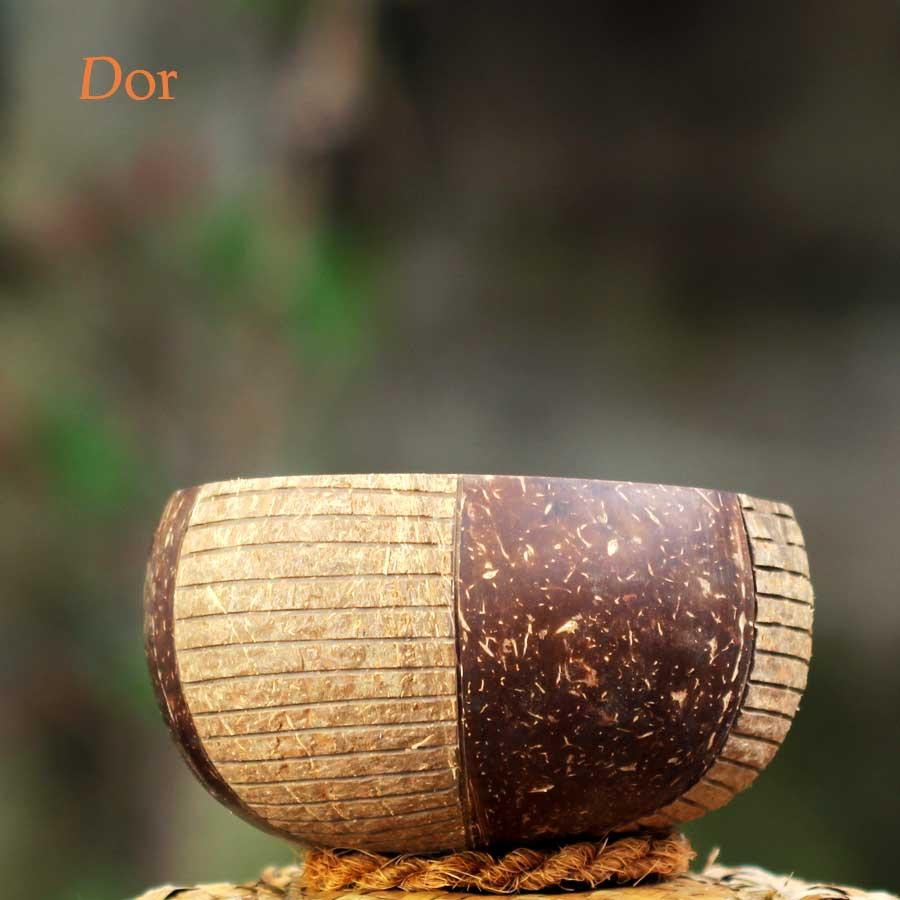 Tô/Chén/Bát gáo dừa hoa văn Dor