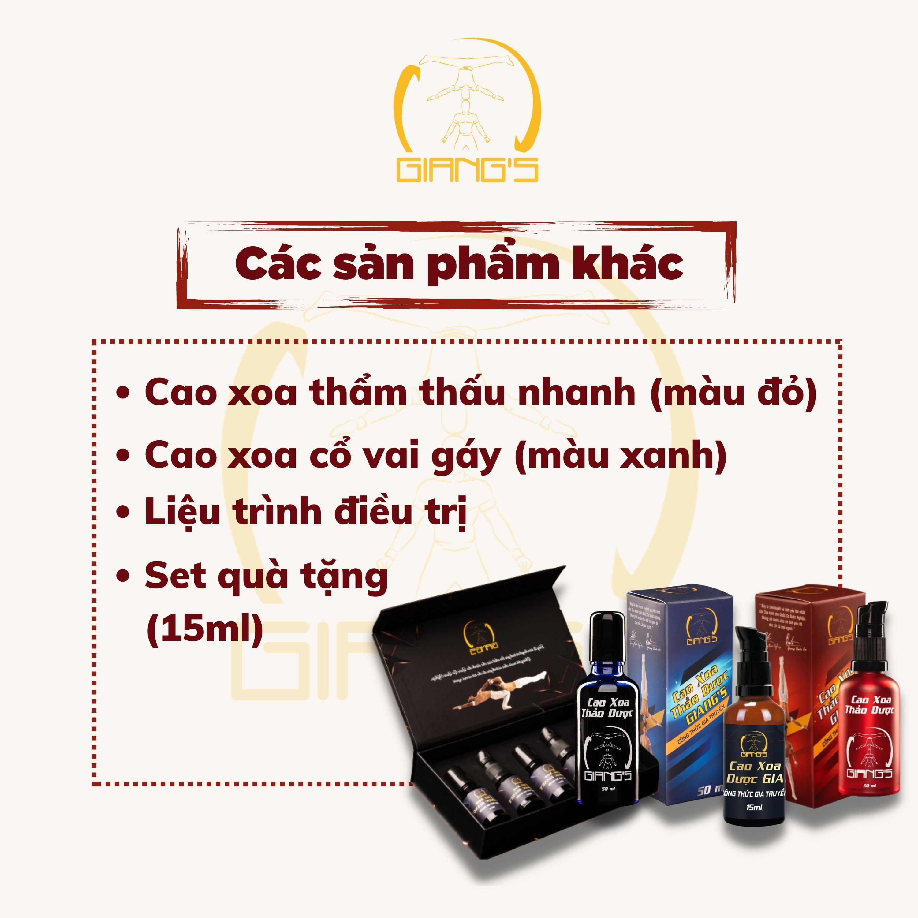 SET QUÀ TẶNG Cao Xoa Bóp Thảo Dược GIANG'S, Dầu xoa bóp gia truyền hỗ trợ giảm đau chai 15ml