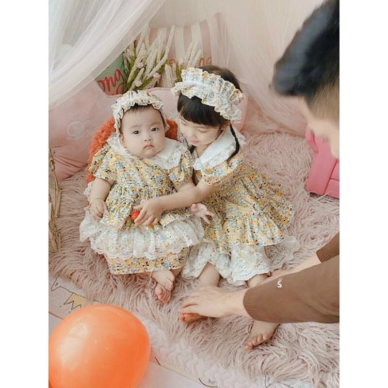 váy bé gái công chúa Lolita +TẶNG TURBANLINA KIDS - - LOLITA HOA VÀNG váy sinh nhật - thôi nôi cho bé gái