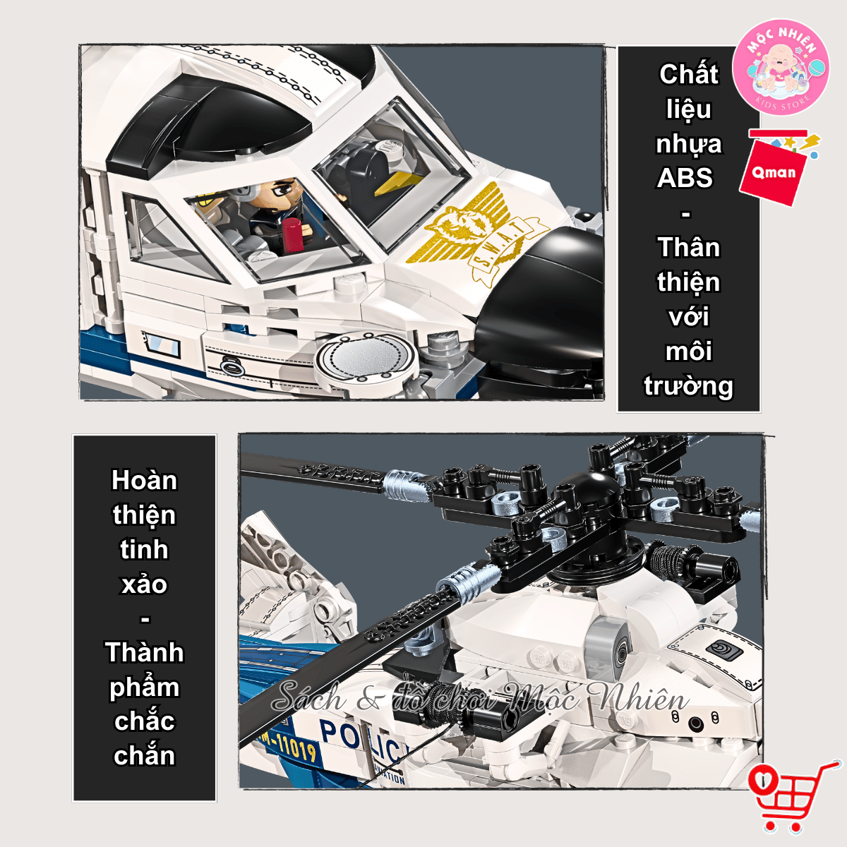 Đồ chơi lắp ráp, xếp hình Qman 11019 - Trực thăng đội phản ứng nhanh (745 mảnh ghép)