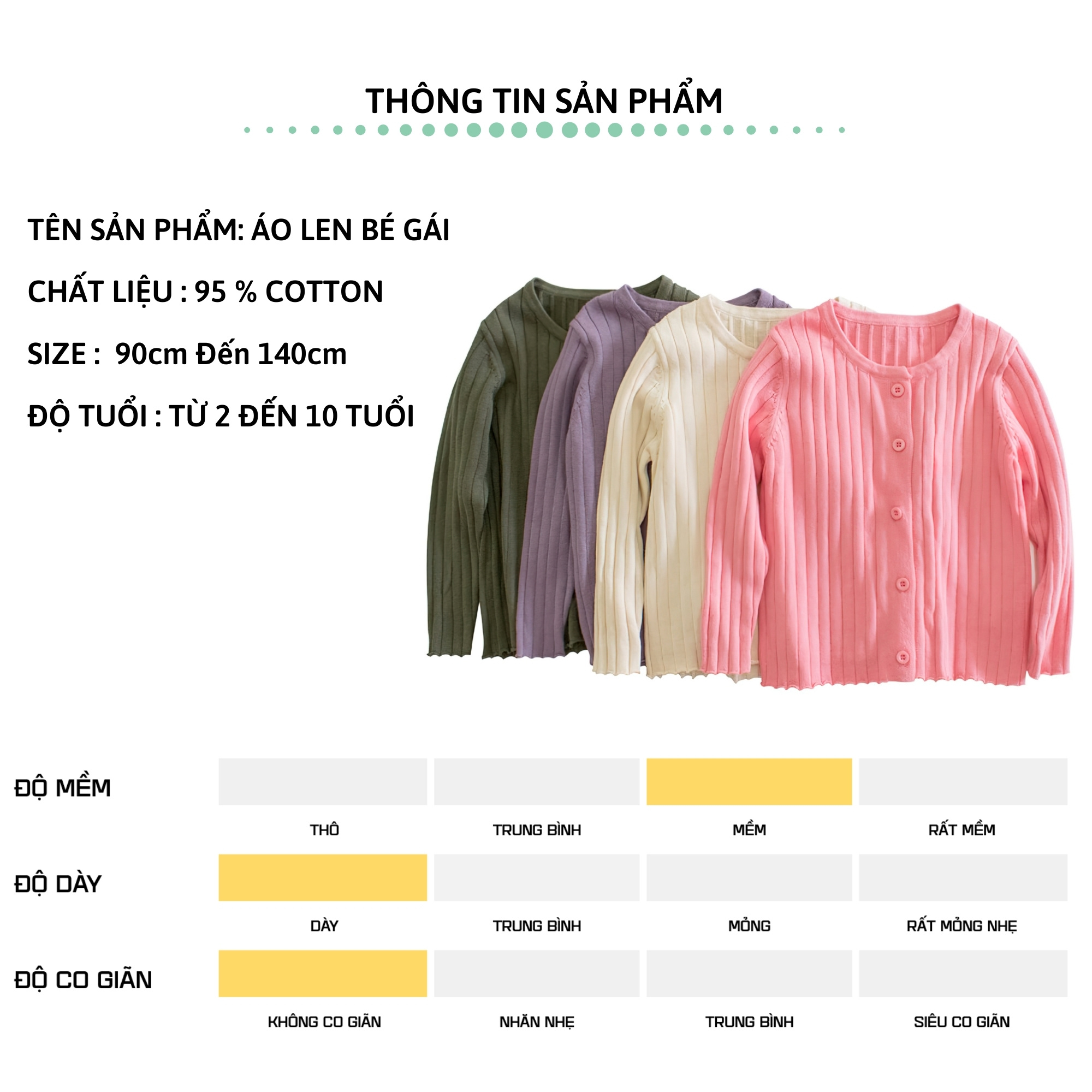 Áo len cardigan cài cúc bé gái 27Kids 27Home áo khoác len dài tay nữ cho trẻ từ 2-10 tuổi GLSW2