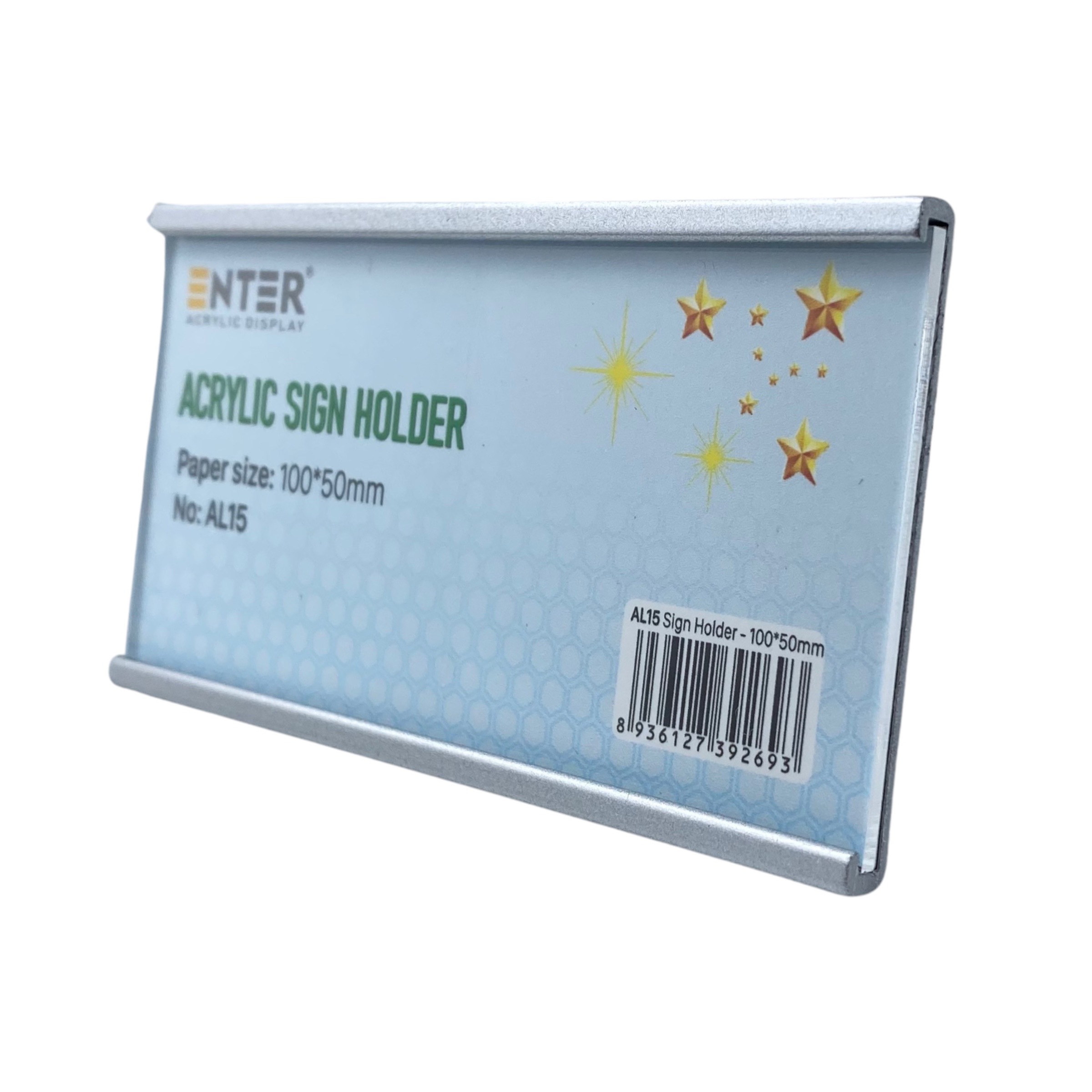 Bảng thông tin nhôm Enter AL15 100x50mm, Khung thông tin sản phẩm, Khung bảng giá siêu thị, Tag thông tin mini