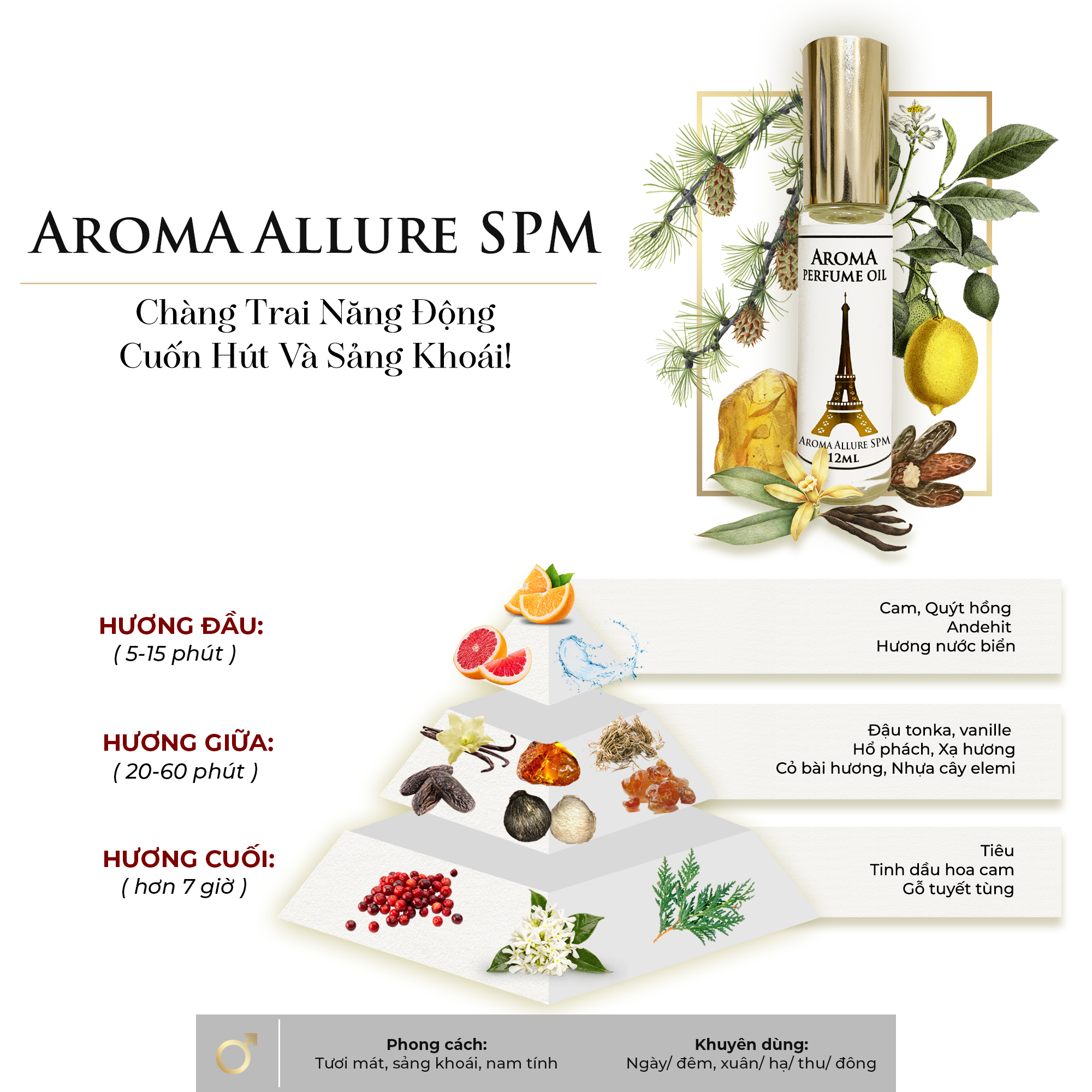 Aroma Allure SPM – Tinh Dầu Nước Hoa Pháp Dạng Lăn 12ml