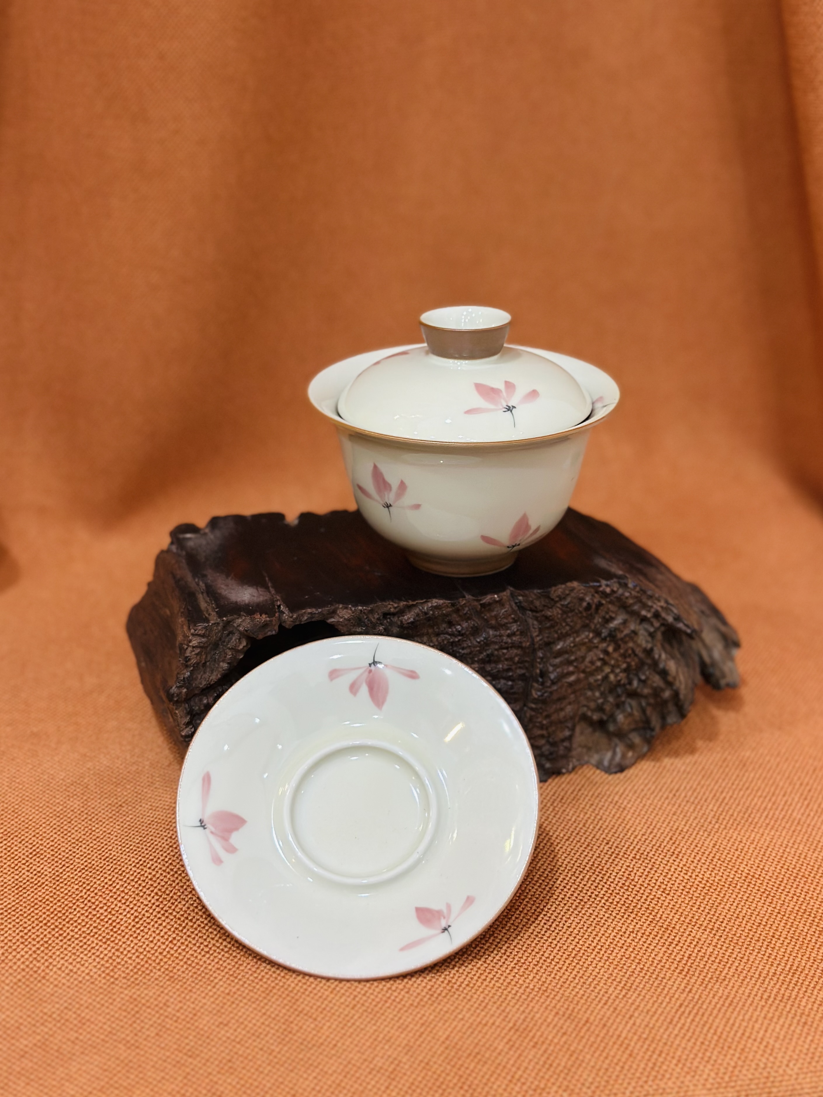 CHÉN KHẢI SỨ PHA TRÀ - 260ML - HOẠ TIẾT HOA LAN VẼ TAY - CHÉN GAIWAN ĐẸP