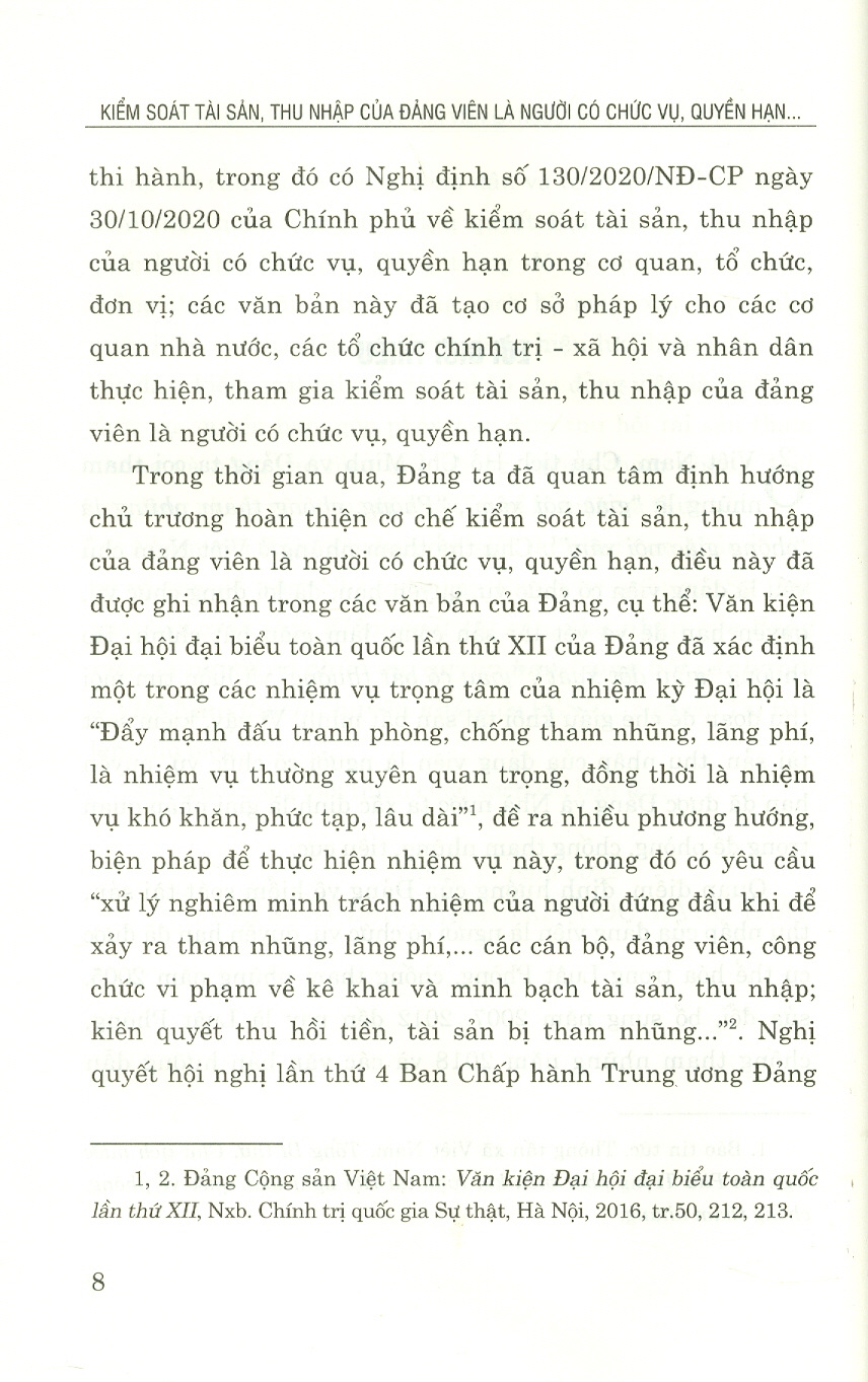 Kiểm Soát Tài Sản, Thu Nhập Của Đảng Viên Là Người Có Chức Vụ, Quyền Hạn Trong Bối Cảnh Mới Ở Việt Nam (Sách chuyên khảo)