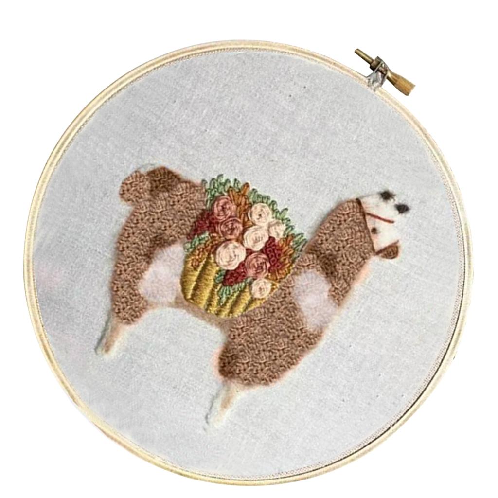 2 Set Embroidery Starter Kit with Pattern Cross Stitch Kits - Cute Alpaca