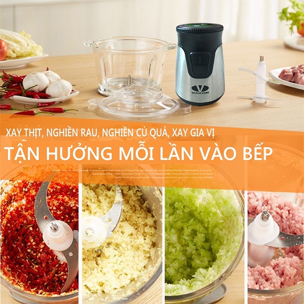 Máy xay đa năng gia đình 4 trong 1 VIAICOM V2A – Cối inox - Hàng chính hãng