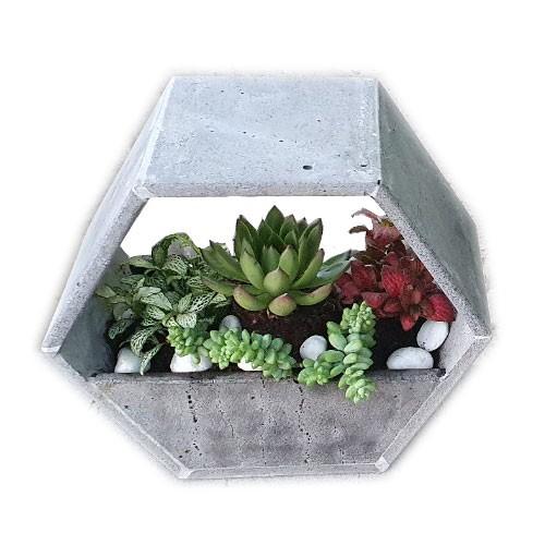 Chậu hoa treo tường độc đáo bằng đá ong xám tự nhiên 30x30x15cm