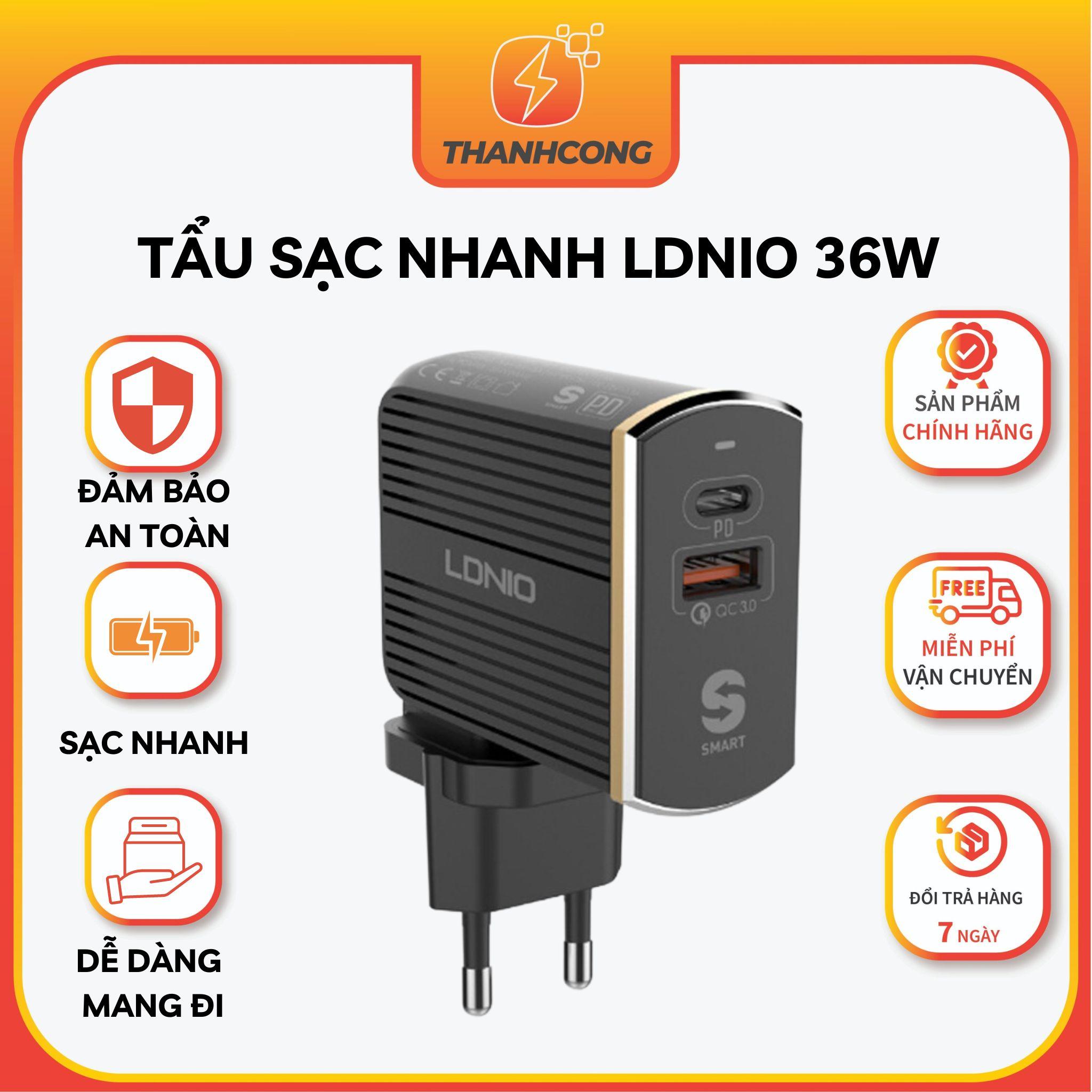 Tẩu sạc nhanh ô tô LDNIO 36W sạc nhanh an toàn, tích hợp cổng USB, cổng quick sạc nhanh 3.0 - Thành Công Mobile