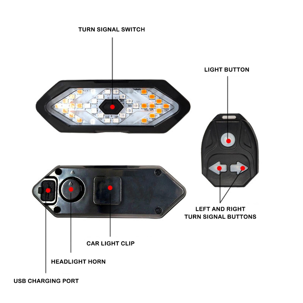 Đèn tín hiệu xe đạp có còi, xi nhan báo Bike Blinker Hinten Bike Licht LED