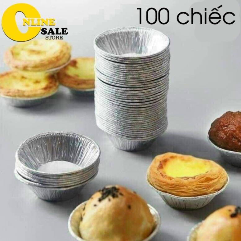 100 Đế Cốc Chén Giấy Bạc Lót Khuôn Nướng Bánh tart Trứng Tiện Dụng