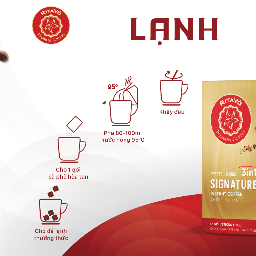 Cà phê hoà tan Rita Võ Cafe 3in1 signature [Hộp 216g x 12 gói]