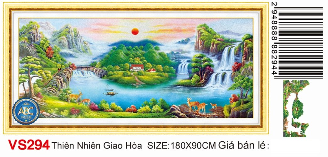 Tranh đính đá thiên nhiên giao hòa VS294 - 180 x 90 cm - chưa đính