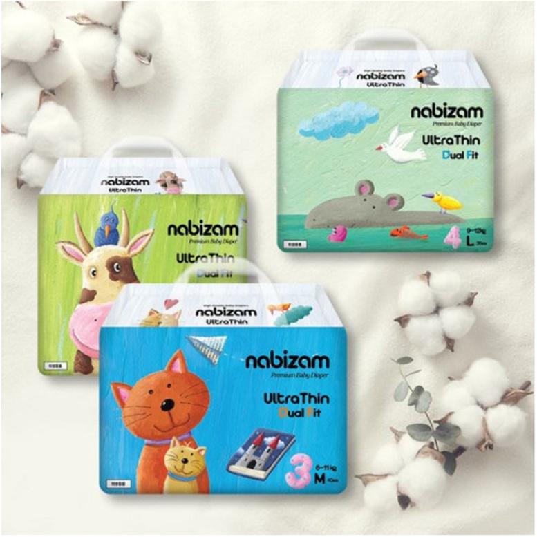 COMBO 3 Tã/Bỉm Dán/Quần Nabizam Ultra Thin nội địa Hàn siêu mỏng, siêu mềm, siêu thấm hút, đủ size từ 4-20KG