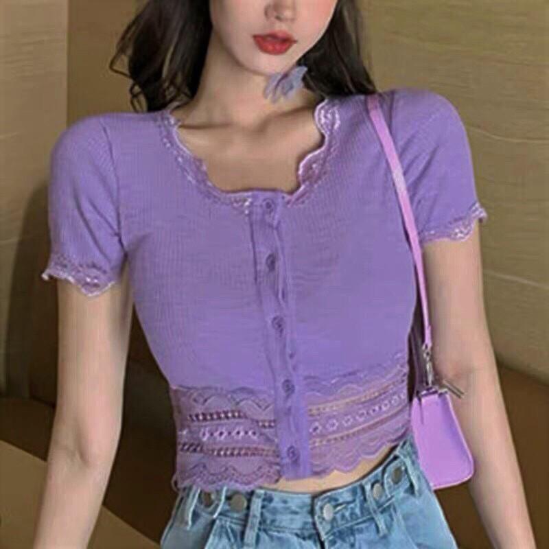 ÁO CROPTOP VIỀN REN ÔM BODY PHONG CÁCH HÀN QUỐC SIÊU XINH, HÀNG CHUẨN ĐẸP, ÁO CROPTOP ĐẸP TRẺ TRUNG NĂNG ĐỘNG CT16