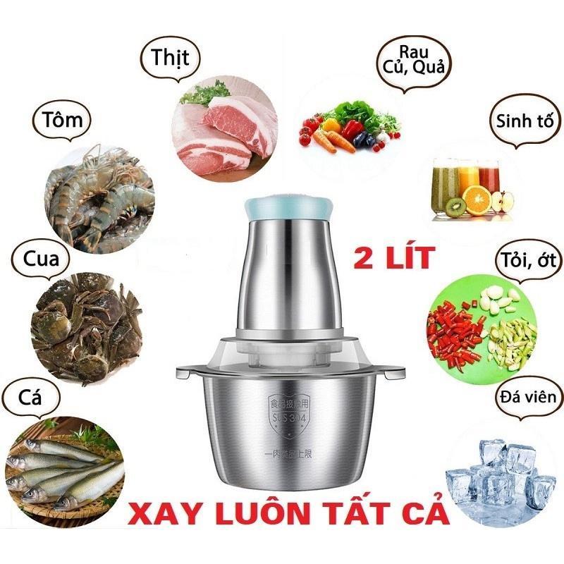 Máy Xay Thịt Cối Inox 4 Lưỡi Đa Năng Siêu Sắc Bén, Cối Xay  2 Lít, Xay Siêu Nhanh Siêu Mạnh, - Giao Hàng Toàn Quốc