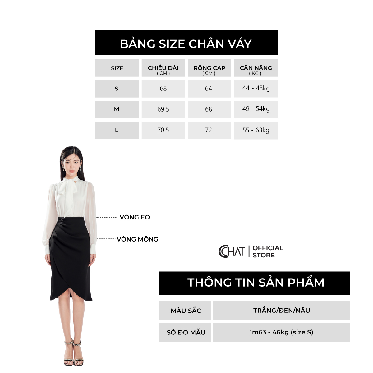 Chân Váy  Tà Chồng Xếp Lệch Chất Tuytsi Cao Cấp 13CDS2001OT