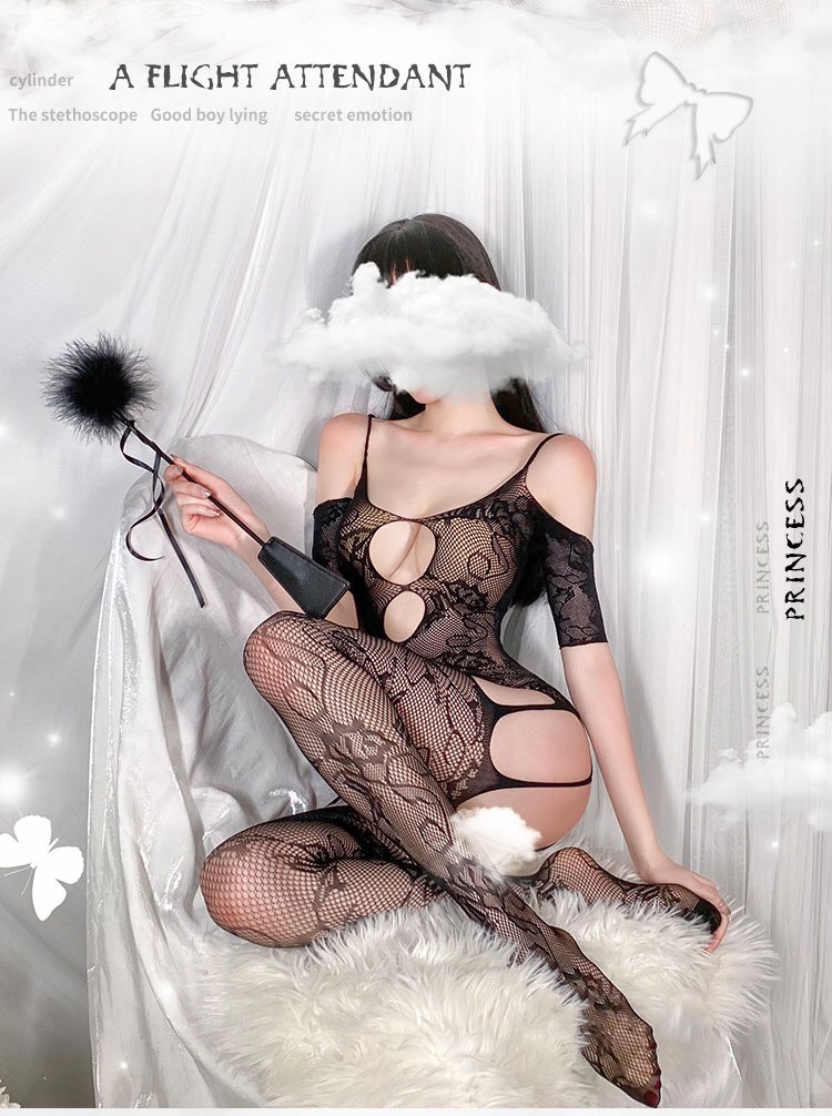 Đồ ngủ sexy bó sát thun lưới bodystocking khoét ngực