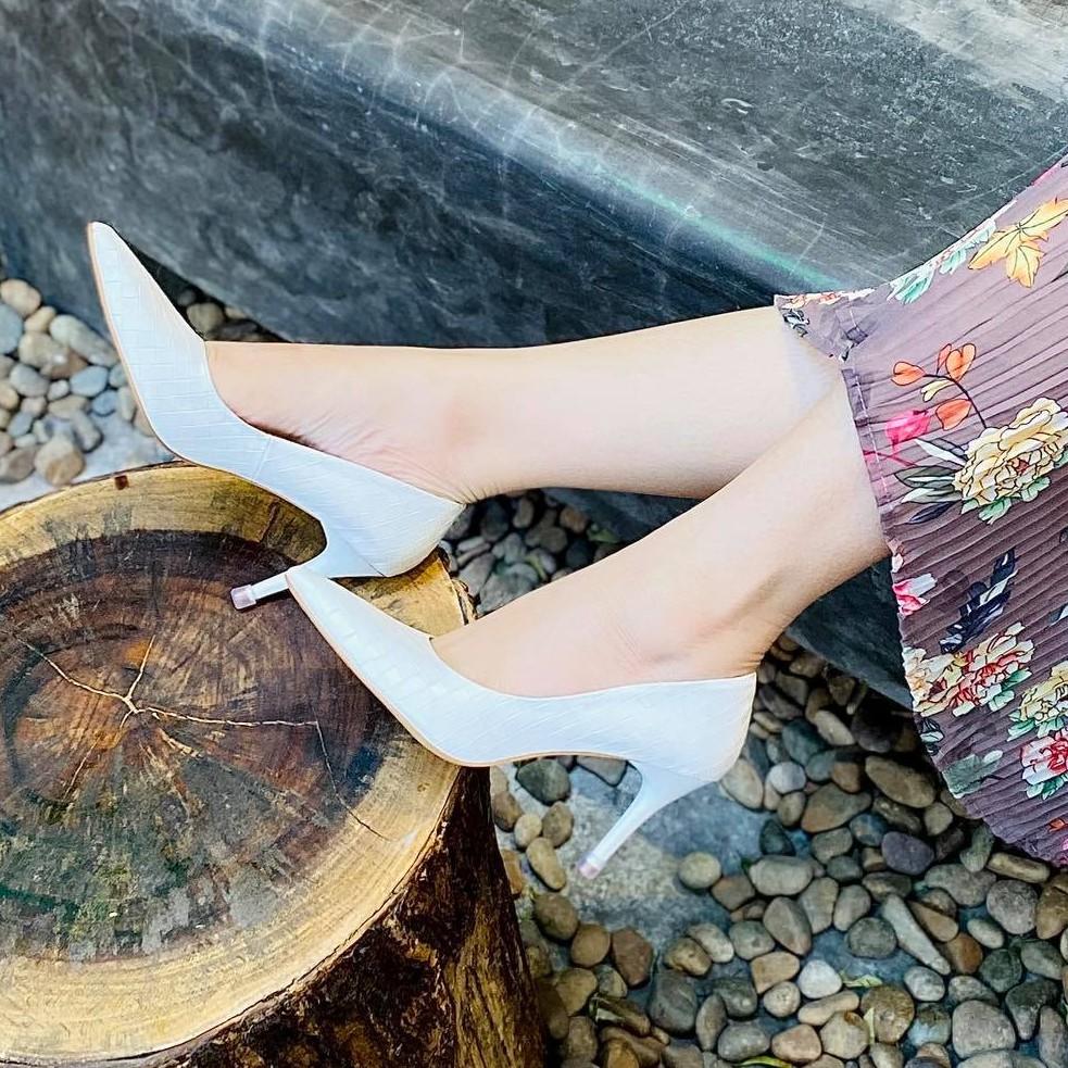 Giày cao gót HADU G766 da sọc vân