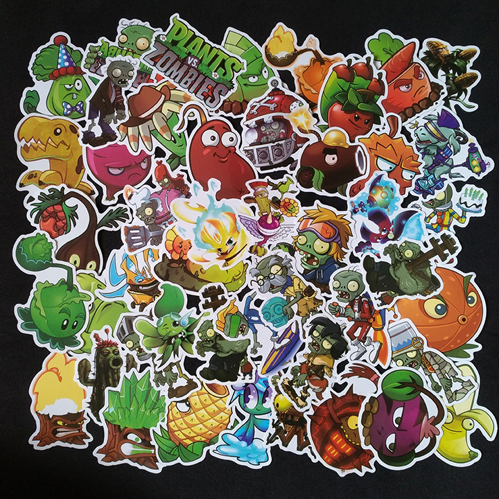 Bộ Sticker dán cao cấp chủ đề PLANTS VS ZOMBIES - Dùng dán Xe, dán mũ bảo hiểm, dán Laptop