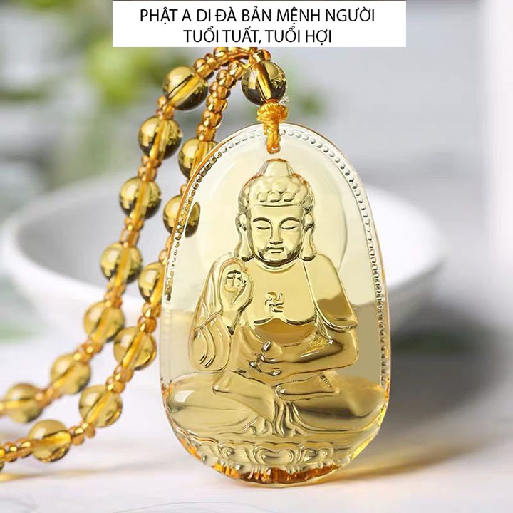 Chuỗi hạt dây chuyền vòng đeo cổ mặt phật bản mệnh người tuổi tuất, tuổi hợi - Phật A Di Đà - Mang lại bình an may mắn tài lộc sức khỏe
