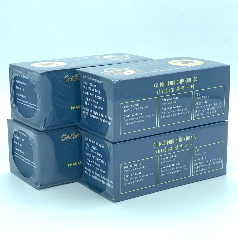 Cà phê con sóc phin lọc đơn hộp màu Xanh - Combo 4 hộp