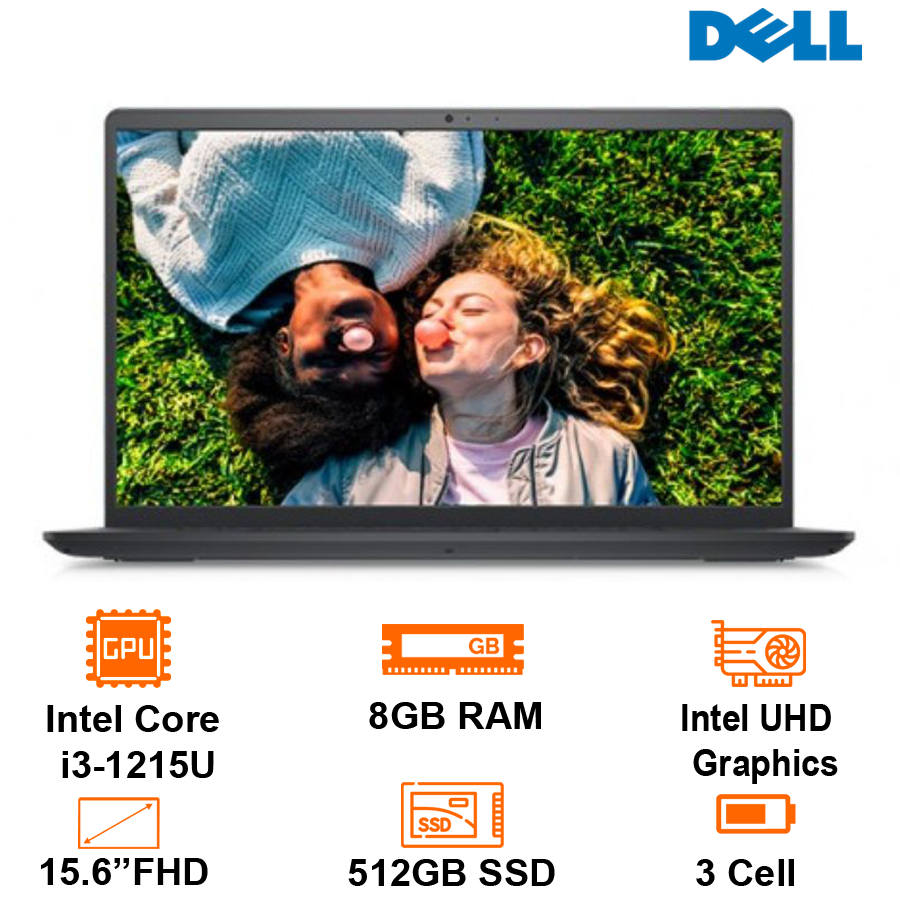 Máy Tính Xách Tay Laptop Dell Inspiron 15 3520 - Black - 15.6 FHD WVA; i3-1215U; 8GB; 512GB SSD; WF5 + BT5.0; Polyc; Win11H+ OfficeHS21; 1Y IH - Hàng Chính Hãng