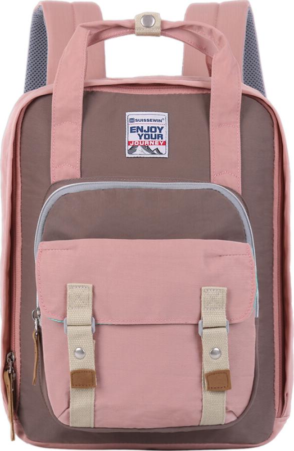 Rui Shi SUISSEWIN Schoolbag Fashion Leisure College Backpack Computer Bag Waterproof Outdoor Travel Bag SN17107 Light Pink