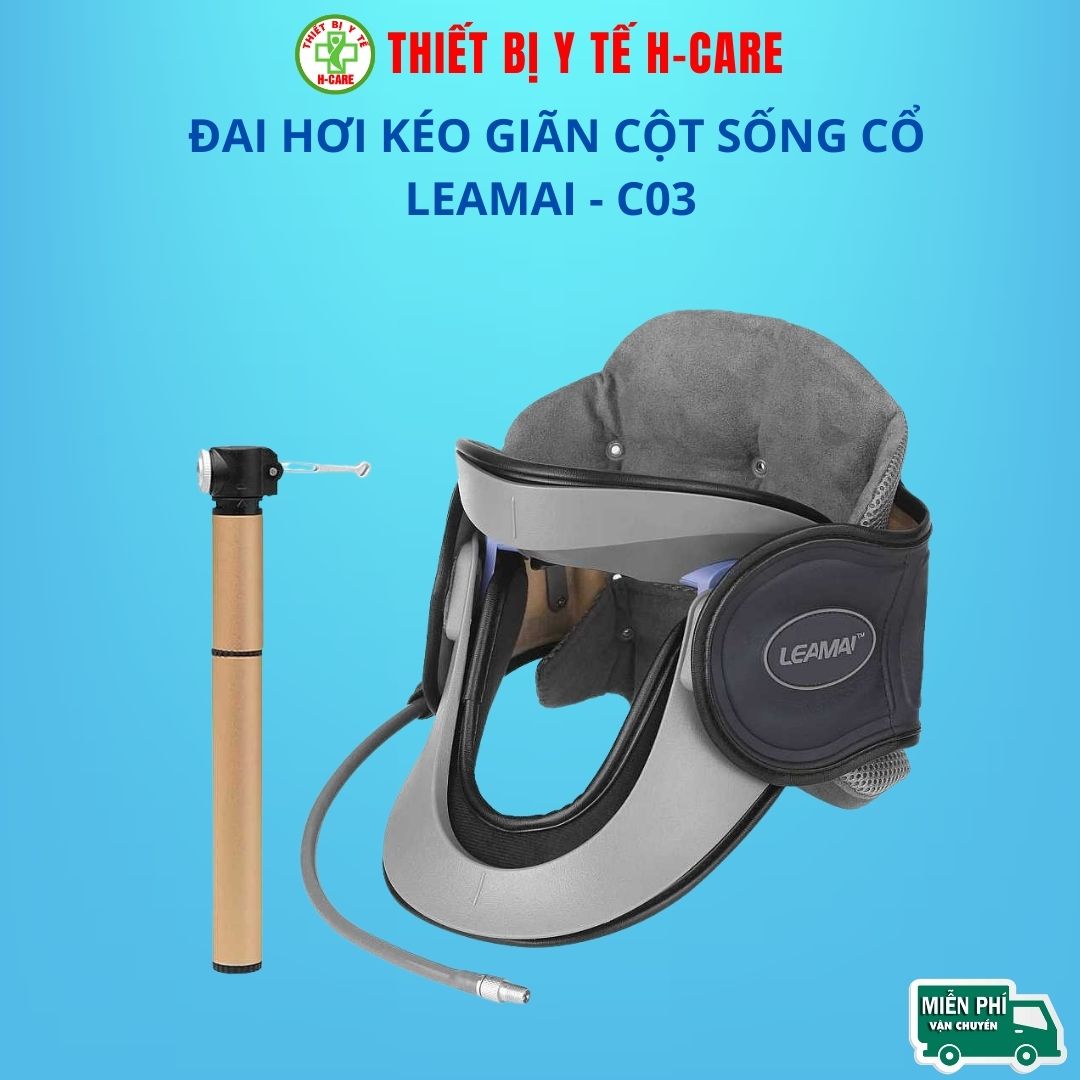 Đai hơi kéo giãn cột sống cổ Leamai C03, hỗ trợ đau cổ vai gáy và thoát vị đệm cổ. Tặng vòng đeo tay thông minh theo dõi sức khỏe (Giao màu ngẫu nhiên)