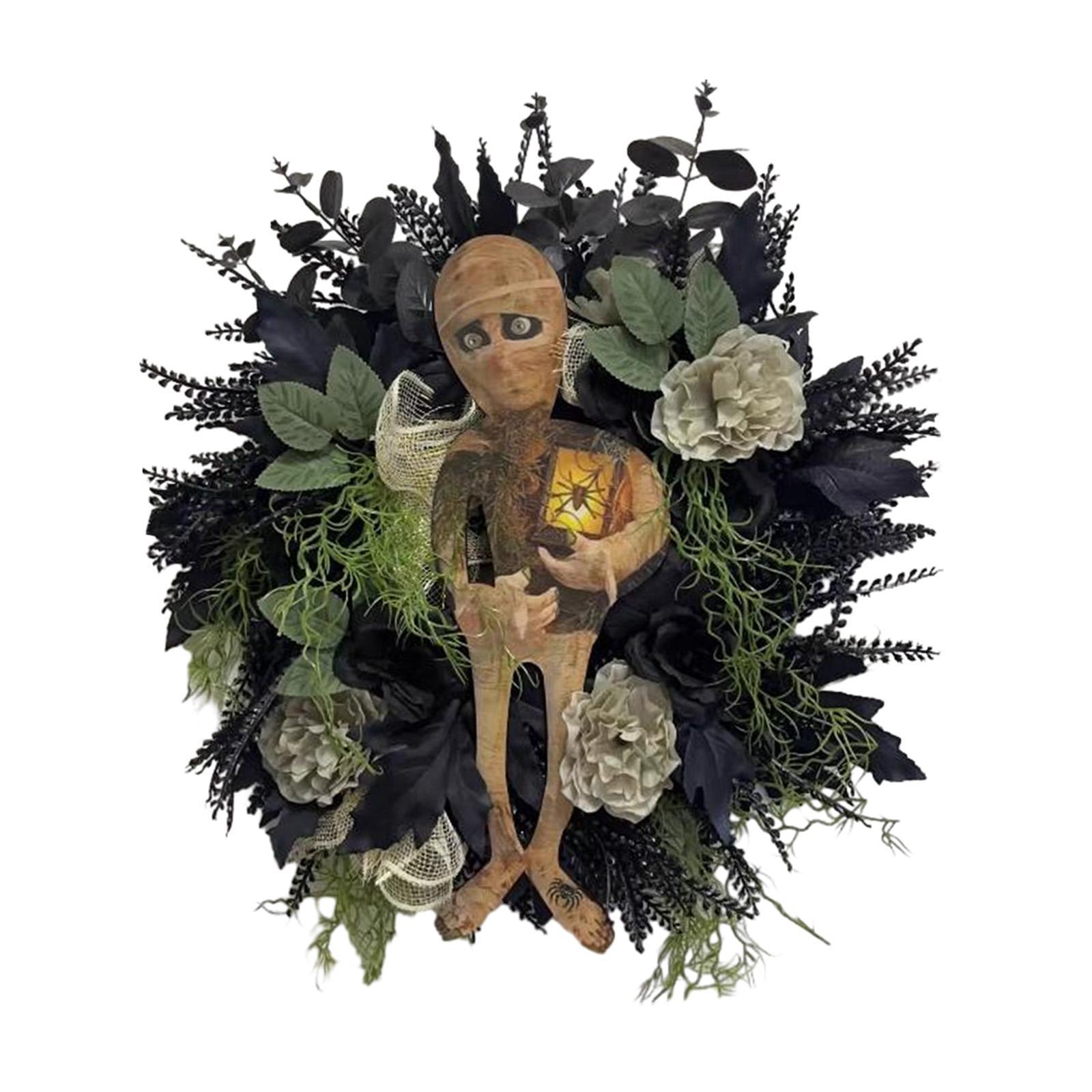 Halloween Wreath Flower Wreath Wall Hanging Artificial Wreaths Home Decor Indoor Front Door Wreath for Festivals Photo Props Party